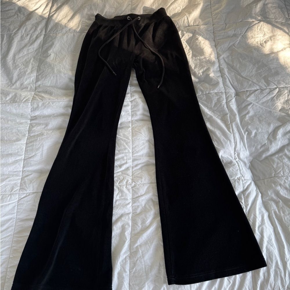 Vanilla Star Black Velour Sweatpants | Women's Size XS | Front Tie Lounge Pants